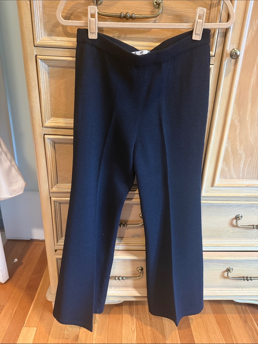 Black Textured High-Rise Wide Leg Pants